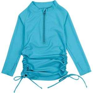 image:imageSwimZip Girls Long Sleeve Swim Dress Cover Up Swimsuit  UPF 50 Sun ProtectionScuba Blue