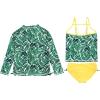 image:imageSwimZip Girls UPF 50 3Piece Long Sleeve Rash Guard Tankini amp Bikini BottomsPalm Leaf