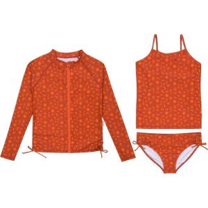 image:imageSwimZip Girls UPF 50 3Piece Long Sleeve Rash Guard Tankini amp Bikini BottomsDesert