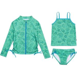 image:imageSwimZip Girls UPF 50 3Piece Long Sleeve Rash Guard Tankini amp Bikini BottomsSeashell