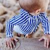 image:imageSwimZip UPF 50 Long Sleeve Rash Guard for Boys and Girls  Baby Toddler Kids Navy Stripe