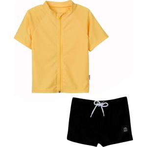 image:imageSwimZip Kids Euro Trunk Rash Guard Swimsuit Set UPF 50