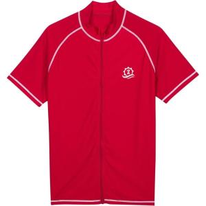 image:imageSwimZip Mens Rash Guard with Zipper Short Sleeve Red XXXL