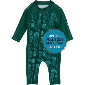 image:imageSwimZip Boys LongSleeve UPF 50 Swimsuit for Baby Toddler amp Little BoysJellyfish Green