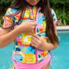 image:imageSwimZip Girls Short Sleeve Rash Guard with Tankini amp BottomsJoyful