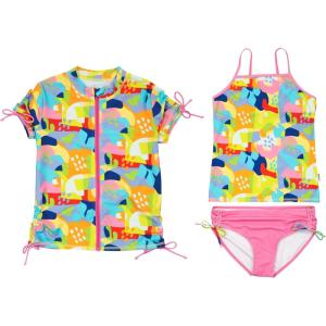 image:imageSwimZip Girls Short Sleeve Rash Guard with Tankini amp BottomsJoyful