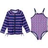 image:imageSwimZip Girl Long Sleeve Rash Guard amp 1 Piece Suit  Blue Diamonds  1824 Month