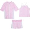 image:imageSwimZip Girls Short Sleeve Rash Guard amp Shorts  Pink Sassy Surfer 1824 Month